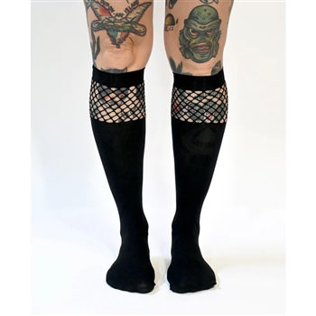 SOURPUSS Fishnet Knee High Sock [BLACK]