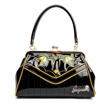 SOURPUSS Nokturnal Bat Gold Kisslock Purse Handbag [GOLD/BLACK]