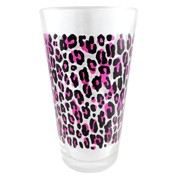 SOURPUSS Pink Leopard Pint/Drinking Glass [Pink/Black]