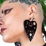 TOO FAST Mystical Ouija Planchette Hoop Earrings [BLACK]