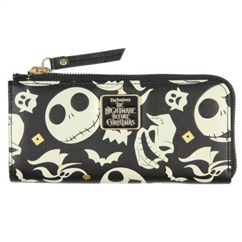 The Nightmare Before Christmas Jack, Zero, Oogie Boogie Zip Wallet  [BLACK/WHITE]