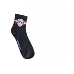 Friday The 13th Jason Voorhees Hockey Mask Blood Drip Striped Crew Socks [BLACK/RED/GREY]