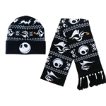 The Nightmare Before Christmas Jack & Zero Jacquard Knit Scarf & Toque Beanie Set [BLACK/WHITE]