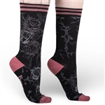 FOOTCLOTHES Eternal Roses Crew Socks [DUSTY ROSE/SHADOWY GREY/INKY BLACK]