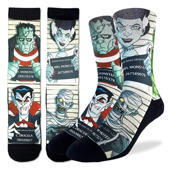 Good Luck Sock Halloween Mug Shots Classic Monsters [MULTI]