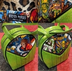 WICKED PURSES Round Purse  Classic Monsters Print on Green Metalflake  [GREEN/MULTI]