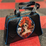 WICKED PURSES Sonic Sugar Skull Handbag Bag Purse [BLACK w/SILVER/MULTI]