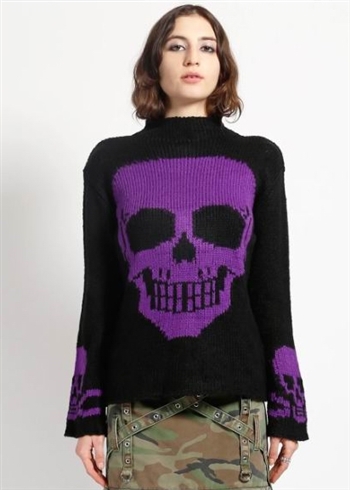 TRIPP NYC Skull Sweater Purple Skull [BLACK w/ PURPLE]