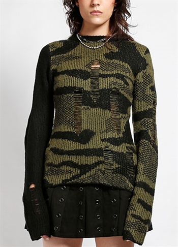 TRIPP NYC Rag Sweater CAMO/BLACK