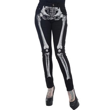 KREEPSVILLE 666 Skeleton Skinny Jeans [BLACK/BONE WHITE]