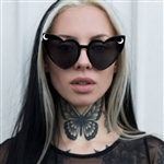 Wickedly Divine Heart-Shaped Sunglasses with Crescent Moon Details [BLACK/WHITE]