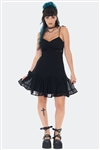 JAWBREAKER Chiffon Mini Dress with Lace Underbust Detail [BLACK]