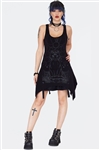 JAWBREAKER Mystic Cat Tunic Top/Super Mini Dress with Laced Tie Detailing on Back [BLACK]