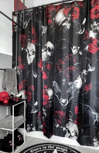 KILLSTAR Haunted Garden Shower Curtain [BLACK/GREY/RED]