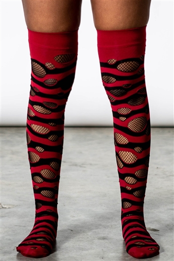 KILLSTAR Wretched Soul Distress Socks [BLACK/BLOOD]