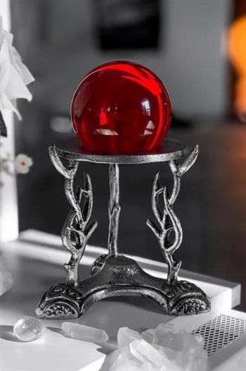 KILLSTAR Willow Crystal Ball Holder and RED Crystal Ball Set - 2 Pieces [SILVER /RED ]