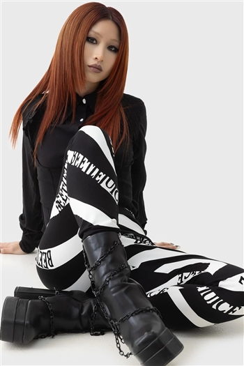 KILLSTAR  Vertigo Spiral Leggings [BLACK/WHITE]