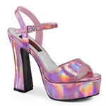 Demonia DOLLY-09 5" Chunky Heel Platform Sandal [Pink Hologram]nk Holo