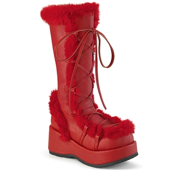 Demonia CUBBY-311/CUBRVL RED Vegan Leather Platform Boot [RED]