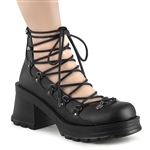 Demonia BRATTY-32 Platform Lace-Up Ankle High Shoe 2 3/4" Heel [Black Vegan Leather]