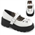 Demonia RENEGADE-56 2 1/2" Tiered Platform Maryjane Featuring Embroidered Cat Face on Toe and Ears on Strap [WHITE]