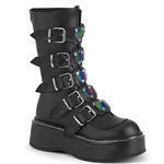 Demonia EMILY-330  Black Vegan Leather Calf-High Platform Boots [BLACK  VEGAN LEATHER]
