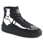 Demonia SNEEKER-252 Lace Front High Top Creeper Sneaker X-RAY  Bone Print [BLACK /WHITE]