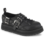 DEMONIA VALOR-38 Platform Lace-Up Front Oxford Shoe w/ Buckle Strap  [BLACK]