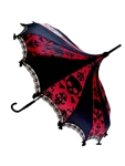 Hilary's Vanity Big Skull Damask Umbrella [BURGUNDY/BLACK]