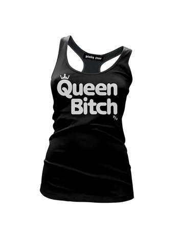 PINKY STAR "Queen Bitch" Racer Back Tank Top [BLAck/WHITE]