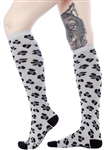 Sourpuss 17" Gray Leopard Socks