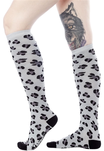 Sourpuss 17" Gray Leopard Socks
