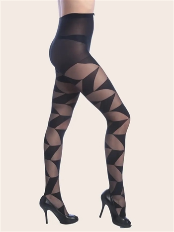 ISADORA TIGHTS - HARLEQUIN Nylons Pantyhose [BLACK/SHEER]