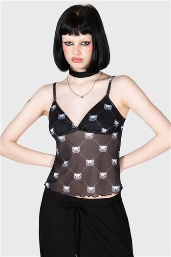 KILLSTAR Mono Bear Tank Top Camisole/Cami Top [BLACK]