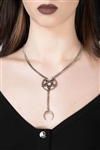 KILLSTAR Pentagram Moon Drop Choker Necklace [SILVER COLOURED ALLOY]