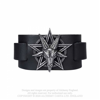 Alchemy Gothic Baphomet Leather Bracelet Wrist Wrap Cuff