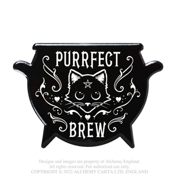 Alchemy Gothic Purrfect Brew Cauldron-Shaped Ceramic Coaster