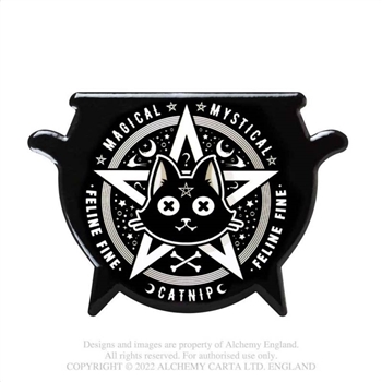 Alchemy Gothic Magical Catnip Cauldron-Shaped Ceramic Coaster