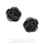 Alchemy Gothic Black Rose Studs Earrings