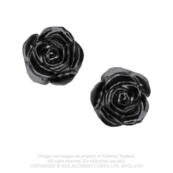 Alchemy Gothic Black Rose Studs Earrings