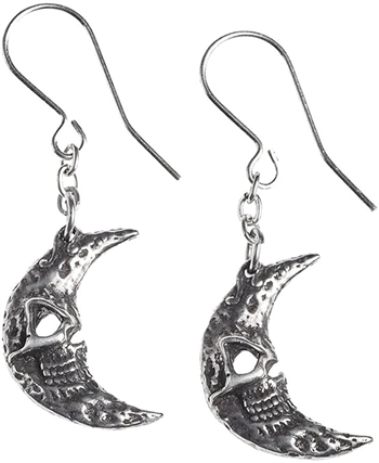 Alchemy Gothic - M'era Luna Crescens - Tragicom Moon Pewter Earrings