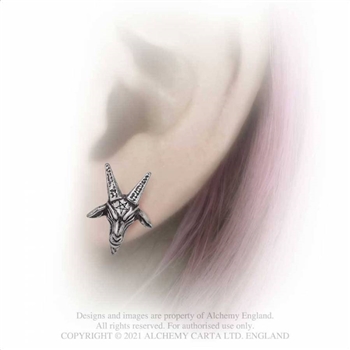Alchemy Gothic Baphomet Pewter Earrings Studs