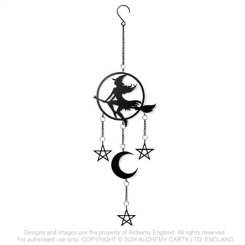 Alchemy Gothic Witch by Moonlight Bells Chimes Hanging Decor[BLACK]