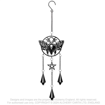 Alchemy Gothic Death's Head Moth Bells Chimes Hanging Decor [BLACK]