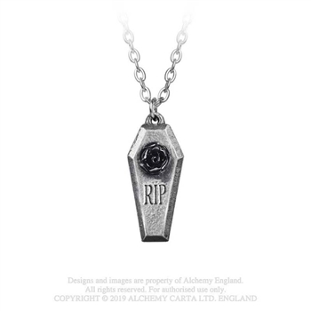 Alchemy Gothic RIP Rose Pendant Necklace