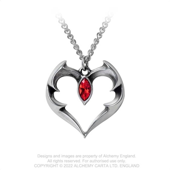 Alchemy Gothic Bat Heart - The Vampire's Kiss Pendant