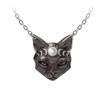 Alchemy Gothic Mystic Moon Cat Pendant