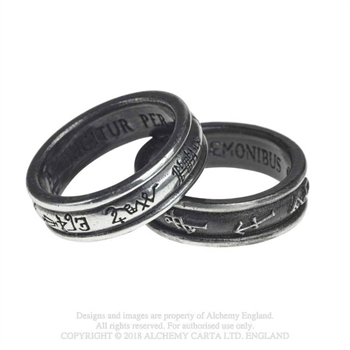 Alchemy Gothic Demon Black & Angel White Ring Set