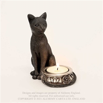 Alchemy Gothic - Black Cat T-Light Candle Holder