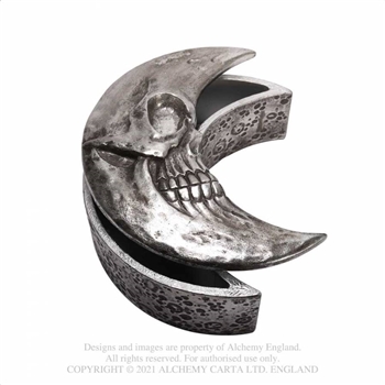 Alchemy Gothic - Skull Moon Trinket Box SILVER